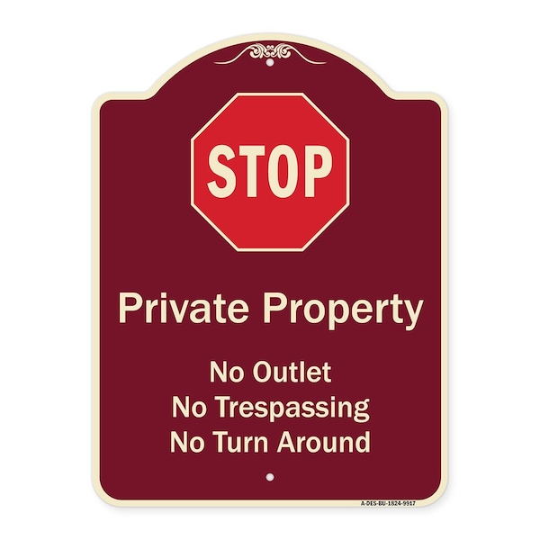 Signmission Designer Series-Private Property No Outlet No Trespassing Or Turn Around With, 24" H, BU-1824-9917 A-DES-BU-1824-9917 - main